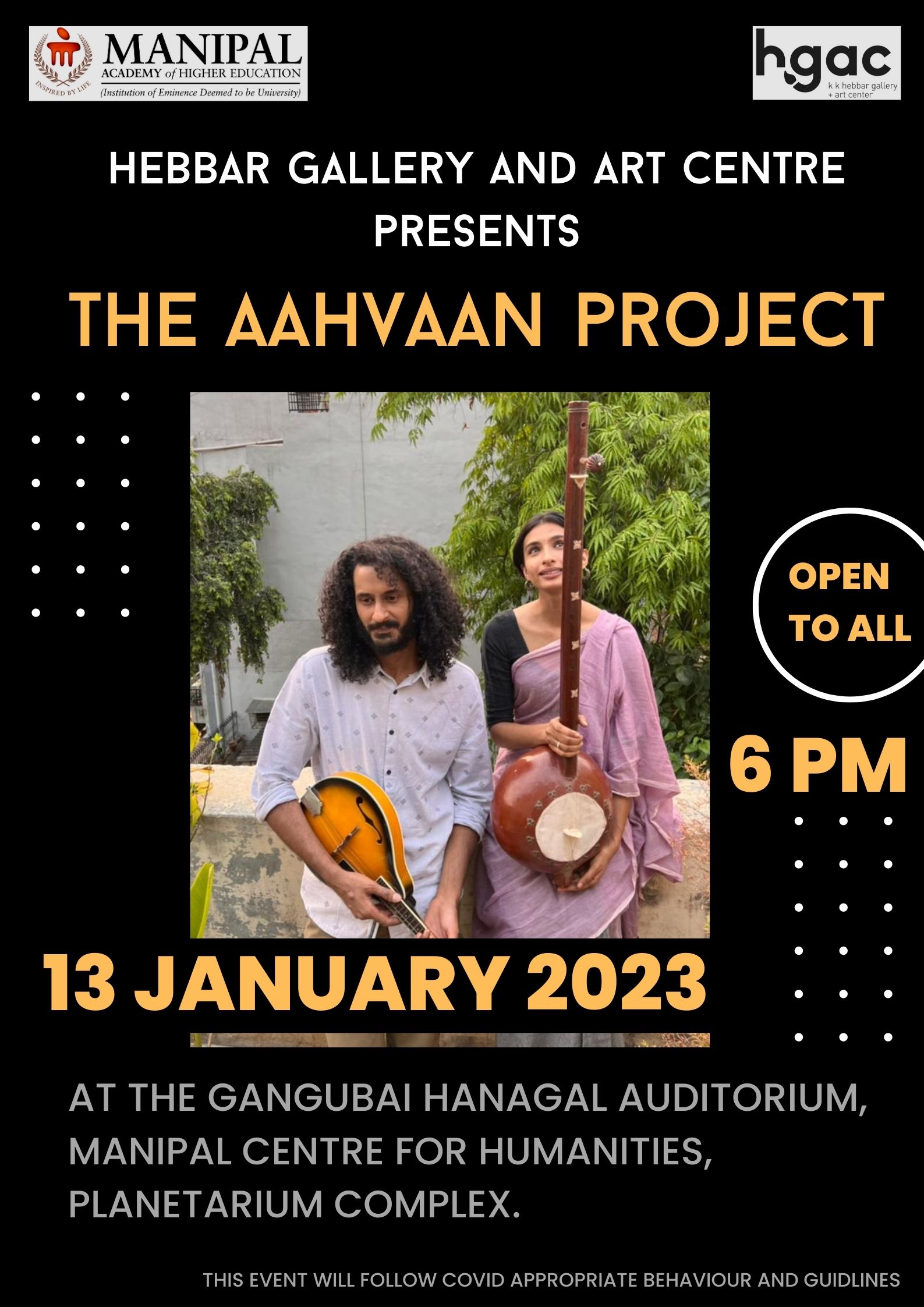 Hebbar Gallery and Art Centre to host a musical performance by the Aahvaan Project